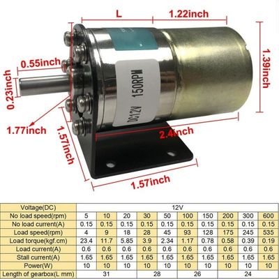 37 mm Durchmesser Getriebe Großes Drehmoment Reduktionsmotor Langlebig 12V 150rpm