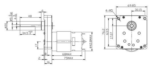Silberner 42mm Hochdrehmoment Quadrat Spur Getriebe Gleichstrommotor 12V 24V 21,1W Bürsten Gleichstromgetriebe