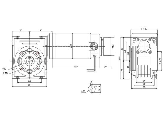 Hochdrehmoment 90 mm Elektrische Gleichspannung Brushed Worm Gear Motor für Haushaltsgeräte 3000rpm