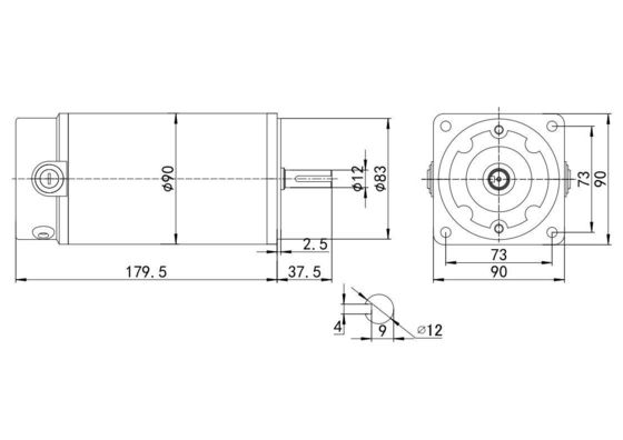 Professioneller 12V 24V Brushed DC Motor 3000 Rpm 90mm 65dB für Hochgeschwindigkeitsanwendungen