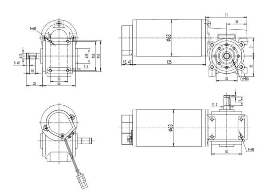 Hochdrehmoment 63mm Wurmgetriebe geputzte Gleichstrommotor für Schwerlastanwendungen