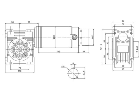 80mm 250W/300W Hochdrehmoment Wurmgetriebe Elektrischer Gleichspannungsmotor 12V 24V für Rechteckmaschine