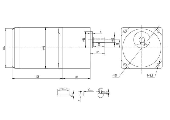 Einstellbare Geschwindigkeit 60mm 24v 5w Leicht zu bedienender Brushed DC Motor YLP 80BL-154-3