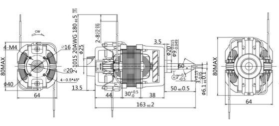 208-230 / 240 V elektrischer 76mm 100w Hochdrehmoment 12000rpm Universeller Elektromotor
