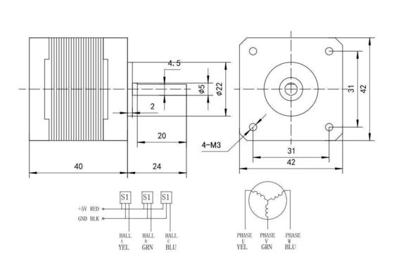 24v 40W Bürstenloser Motor Professionelle Maschine 3000rpm Elektrische Gleichspannungslaufbahnmotor