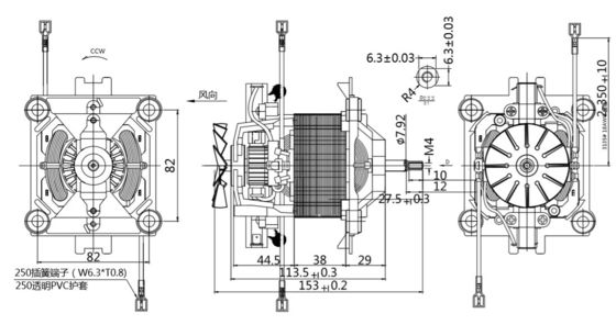 Asynchroner Motor 88mm 110w 110v 10000rpm Hochdrehmoment Kugellager Wechselstrommotor