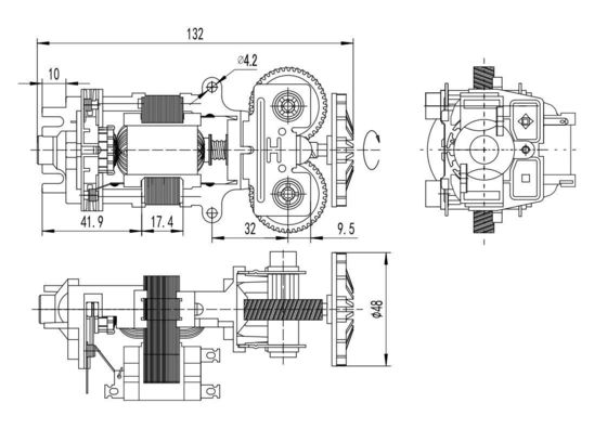 54 mm Wechselstrom-Universalmotor Hochgeschwindigkeits-Einphasen-Laufband-Motormaschine 200W 110V 75dB