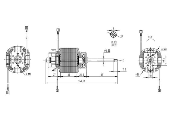 110v 220v AC Universalelektromotor für Laufband 300w 11000rpm 12000rpm 54mm 50/60Hz