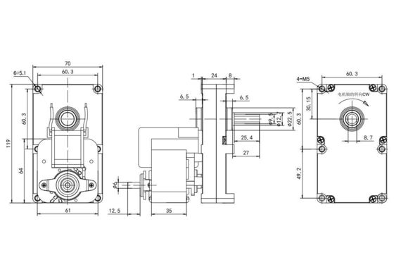 65 dB Lärm 61mm 50w 100w 110v 220v 50Hz/60Hz Wechselstrommotor für Laufbandmaschine