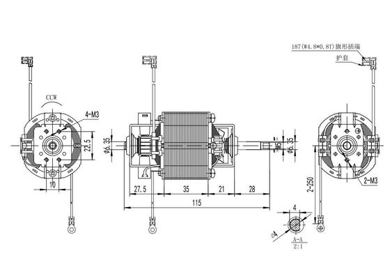 Kugellager 63mm Wechselstrom Universalmotor 11000rpm 110v 220v 100w für Hochgeschwindigkeitslaufband
