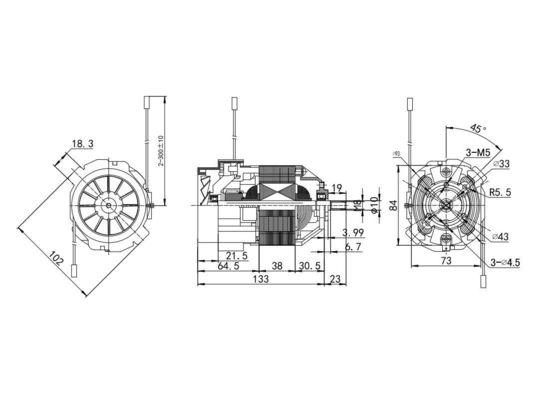 220w 230v AC Universalmotor 93mm Laufbandmotor mit nicht induktivem Synchronmotor