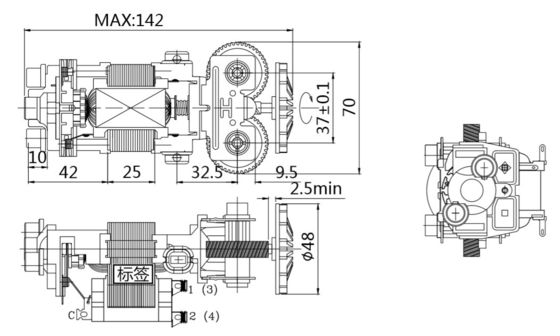 Hochdrehmoment 830 Rpm 55mm Elektrischer Wechselstrom-Laufbandmotor für 220v/230v Einphasen 50/60Hz